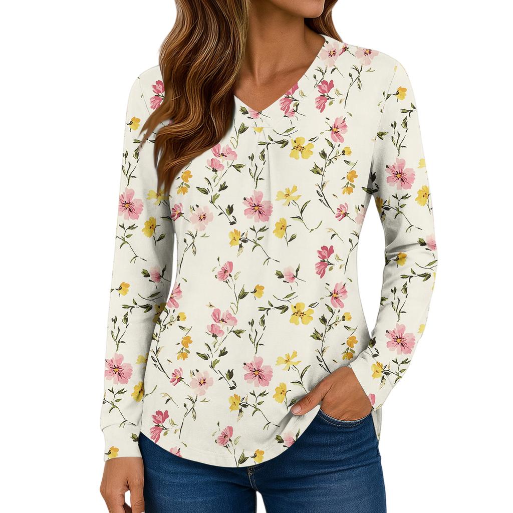 Женские топы с длинным рукавом, нарядные повседневные футболки с V-образным вырезом, базовые футболки, одежда для отпуска, осенняя модная одежда