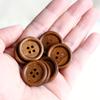 10Pcs Round Polished Sewing Buttons 4 Hole Classic Wooden Buttons Round Wood Sewing Button Craft for Sewing DIY Craft Clothin Shirt Knitted Items