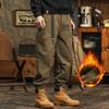 2025 Осень/Зима Новые американские прочные ретро повседневные брюки для мужчин с толстым бархатом и множеством карманов, леггинсы для спецодежды