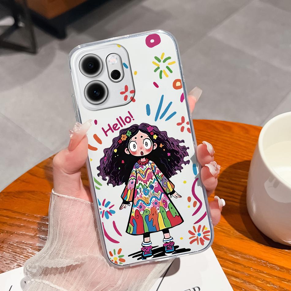 Чехол для телефона Oppo Reno 14F 5G Стильные узоры для отдыха Мягкий силикон ТПУ Прозрачная легкая крышка Для Oppo Reno14 F Чехол