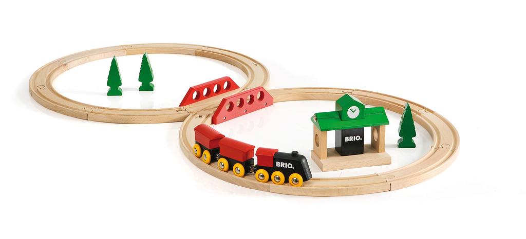 BRIO Classic Rail Figure-8 Set [22 Pieces] for Ages 2 and Up (Wooden Train Toy with Rails) 33028