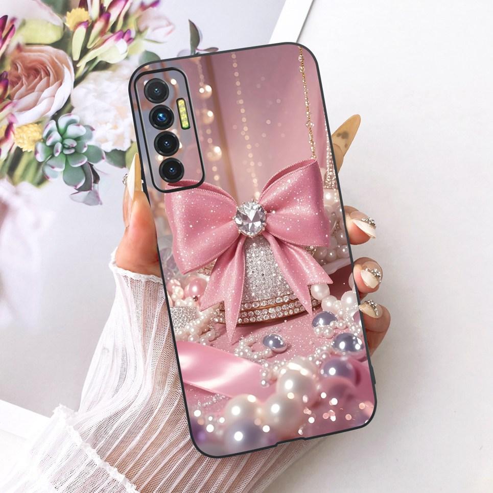 Чехол-накладка с узором из цветов, бабочек и бантов для Tecno Camon 17P 17 Pro, задняя крышка, прозрачный мягкий силиконовый чехол для телефона Camon17