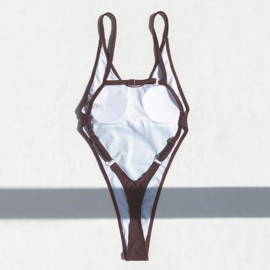 Женский сексуальный монокини с V-образным вырезом без рукавов купальник с открытой спиной, подчеркивающий фигуру, цельный бикини