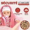 Lit Poupee en Bois - KINDERPLAY - Berceau pour Poupée - Rose - Enfant - 56 x 32 x 7,5 cm