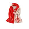 Women's Cashmere Jacquard Scarf – Thickened, Short Neck Warmer In Christmas Red for Autumn/Winter
