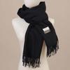 Windproof Solid Color Shawl Soft Long Neckscarf with Tassel Cold-proof Classic Wool Scarf  Autumn