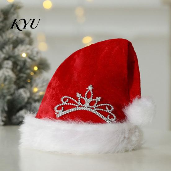 Cute Xmas Headgear for Family Christmas Sparkly Sequins Santa Hat Adults, Velvet Plush Glitter Bling Warm Ear Protection Holiday Cap with Fluffy