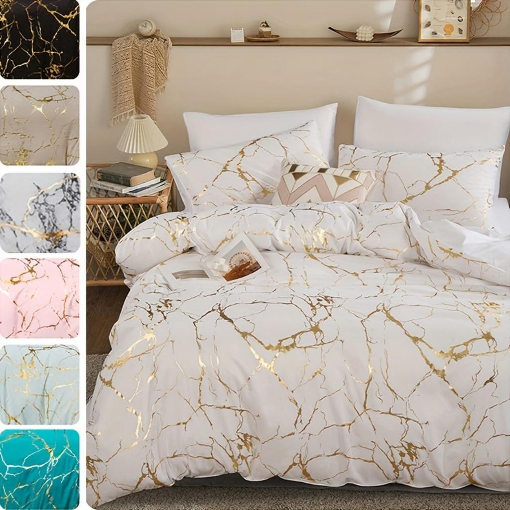 Clasic Hot Stamping Texture 3D Print Beding Set Soft Duvet Cover King Quen Twin Single Sized Dimensions Bithday Gift Bedrom Decoration