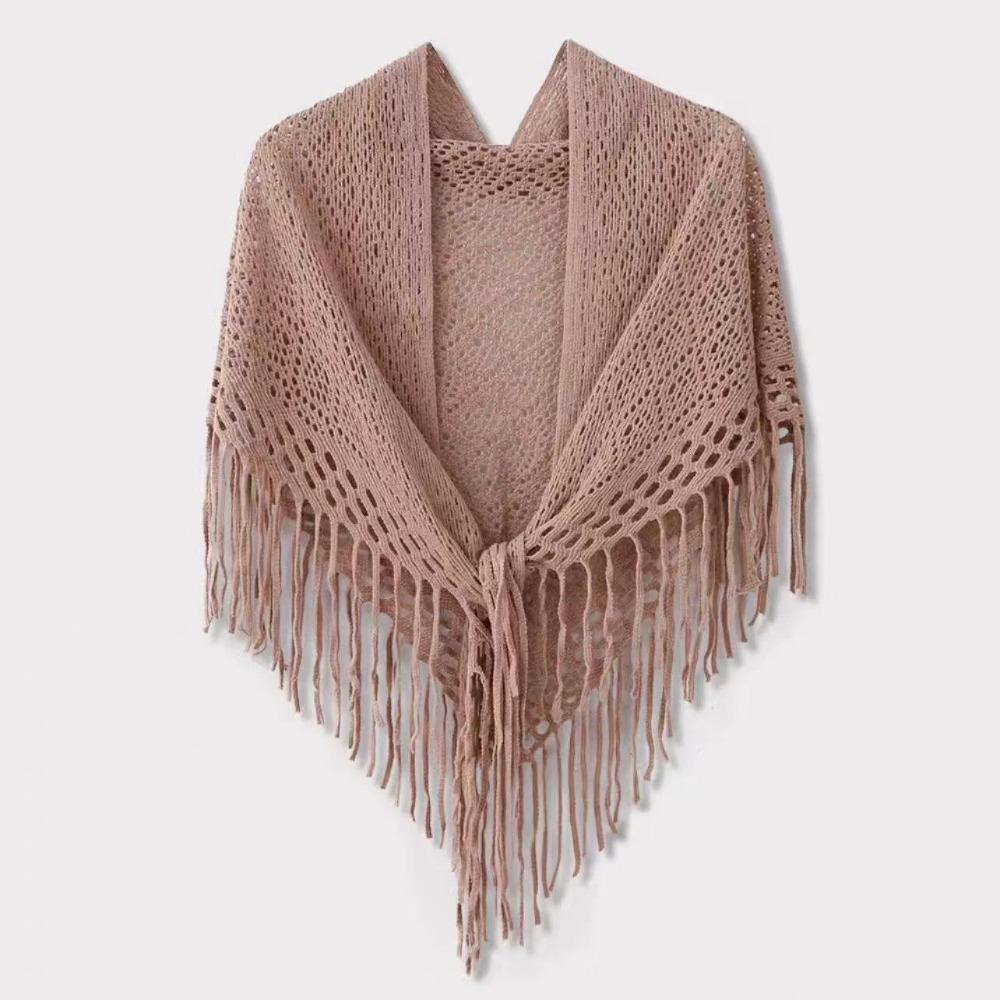 Cloak Knitted Triangle Scarf Cape Fart Curtain Simple Hollow Out Scarves Female
