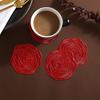Rose Shape Round Coasters PVC Heat Resistant Table Mats Tabletop Protection Coasters Cup Cushion for Kitchen Restaurant Bar