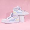 Women Platform Sneakers Fashion Mixed Color Leather High-top Skate Shoes Girls Casual Flat Trainers Walking Jogging Sports Shoes