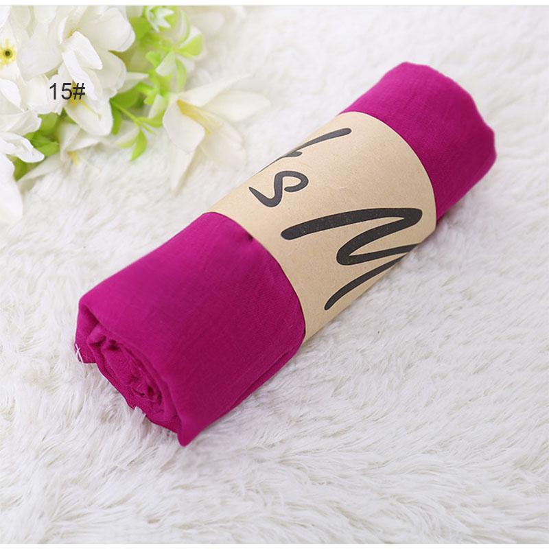 Женский акриловый шарф из полиэстера 180 × 50 см, мусульманский хиджаб, глушитель, повседневные длинные простые шарфы