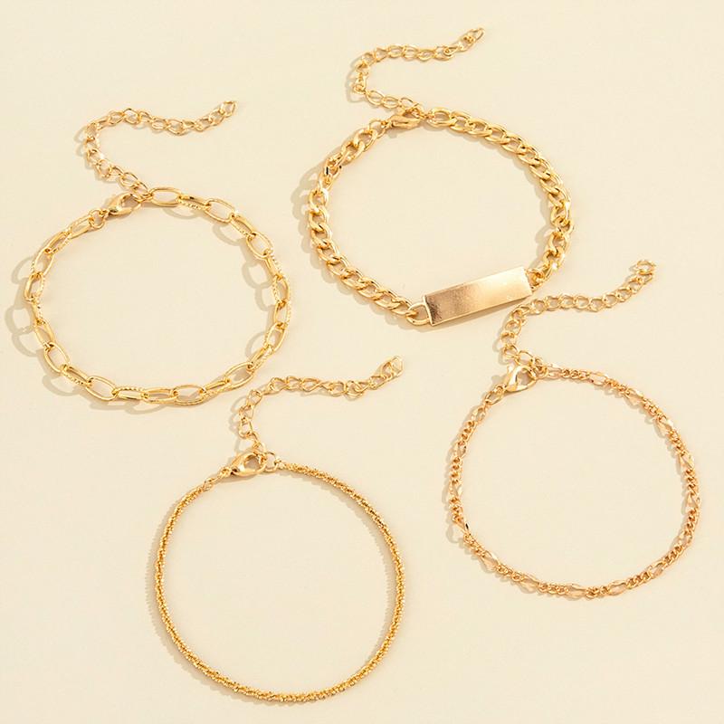 4 Pcs/Set Fashion Gold Bracelets for Women Trendy Geometric Adjustable Bracelets Set Jewelry Gifts