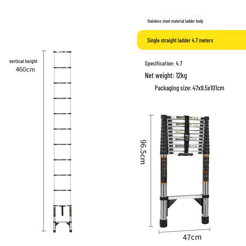 Телескопическая складная стремянка из нержавеющей стали и алюминиевого сплава