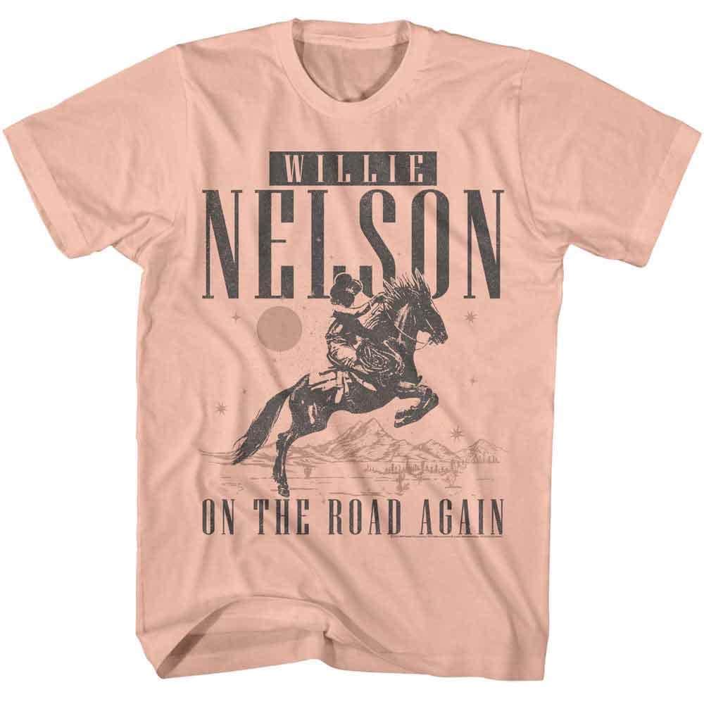 Willie Nelson On The Road Again Cowboy Peach T-Shirt