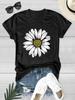 Danqiyoyo White Chrysanthemum Patterned Printed Short Sleeved Round Neck Y2k Tshirt Women Clothing Tshirt 27059