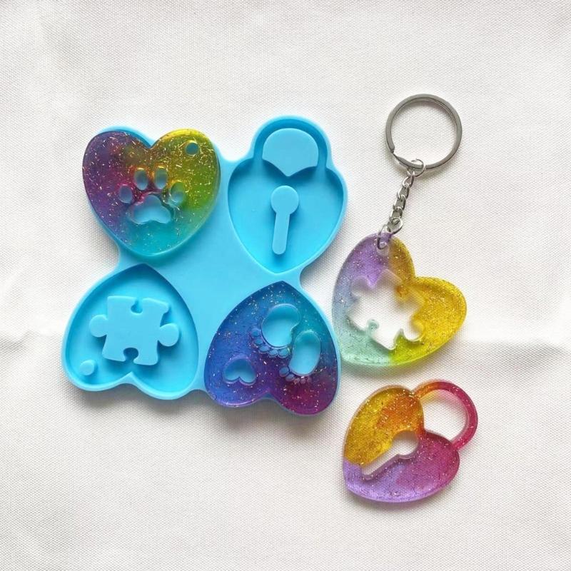 Брелок в форме силиконовой формы в форме сердца, формы для подвесок, универсальная форма для литья ключей, украшения ручной работы