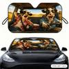 Red Bandana Cow Sun Visor Portable Car Front Windshield Sun Curtain Heat Insulation Auto Sun Protection Accessory