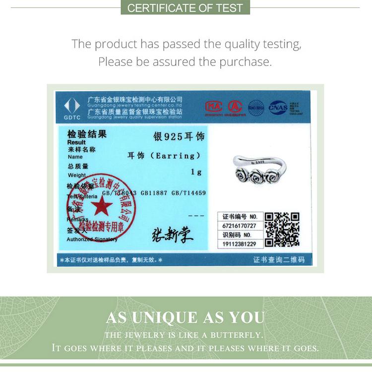 Bisaer 1 шт., винтажные штабелируемые манжеты в форме розы, настоящее серебро 925 пробы, зажим для ушей в стиле ретро с цветами для женщин, ювелирные украшения, свадебный подарок