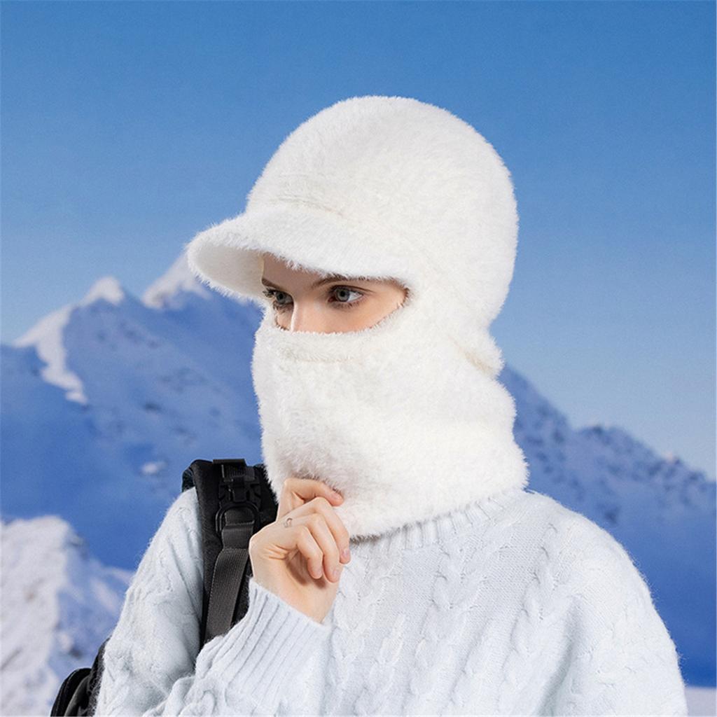 Furry Balaclava for Outdoor Activity Hat with Neck Warmer Hat Pullover Unisex Hat Furry Skull Caps 2000s