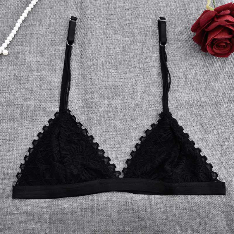 Women Lace Bra No Steel Ring Beauty Back Wrapped Chest Comfortable Daisy Brassiere Stretch Triangle Cup Padded Underwear