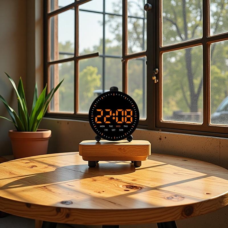 Светодиодный цифровой будильник с отображением даты и дня недели, 2 будильника, таймер обратного отсчета, секундная стрелка, прикроватные электронные часы, формат времени 12/24 часа, питание от USB