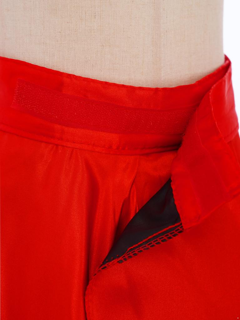 Женская Атласная Юбка Боковой Разрез Широкая Нижняя Кромка Застежка На Крючках и Петлях Пояс Испанская Фламенко Бальный Танцевальный Юбка