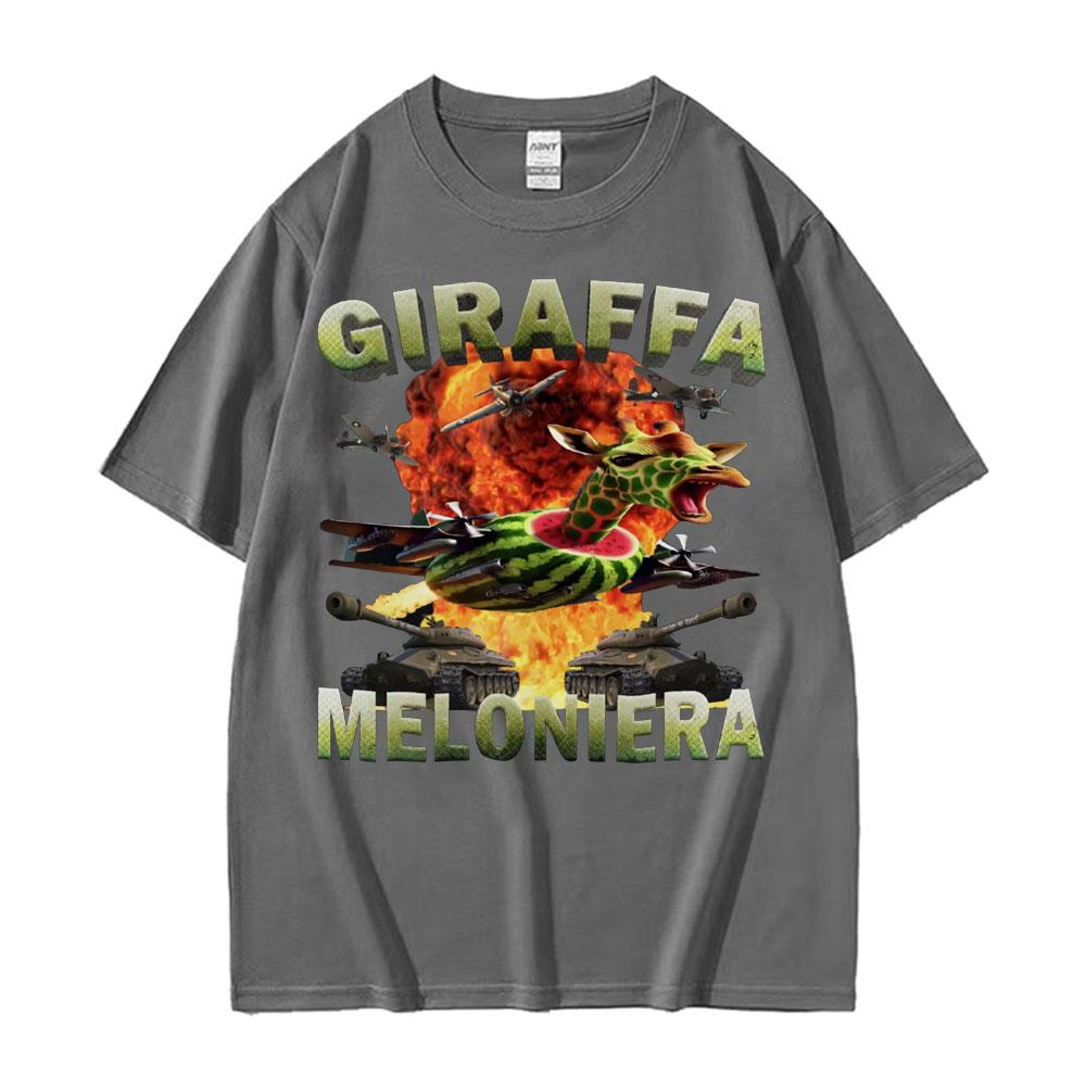 Giraffa Meloniera Funny Italian Brainrot Meme Tshirts Unisex Women Hip Hop Humor Style T Shirt Casual Comfort Short Sleeve Tshirt