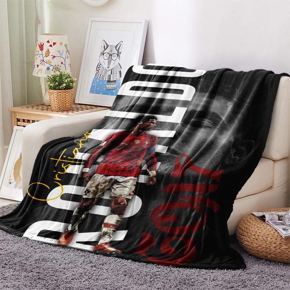 1pc C Ronaldo Print Flannel Blanket, High quality Comfortable for All Seasons, Home Decor, Warmth and Comfort, Perfect for Christmas Gifts25