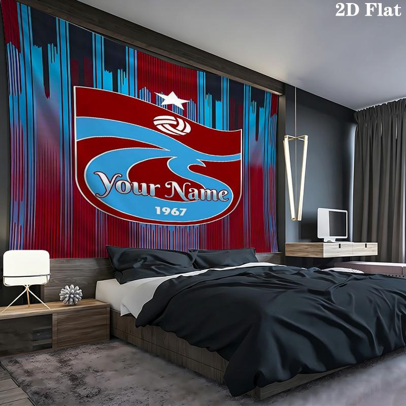 Star Soccer Emblem Custom Name Wall Tapestry Aesthetic Wall Hanging Printed Fabric Blanket Decorative Tapestries For Bedroom Living Room Home Decor