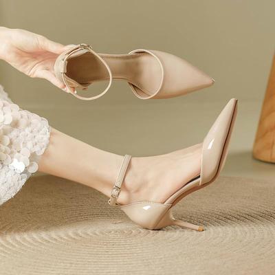 X125 2024 Туфли на высоком каблуке с одним ремешком и острым носком для женщин