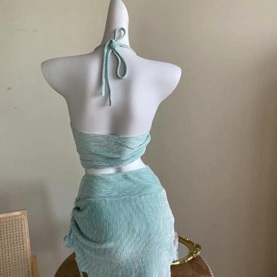 Мятно-зеленый сексуальный купальник-трикини с драпировкой для женщин