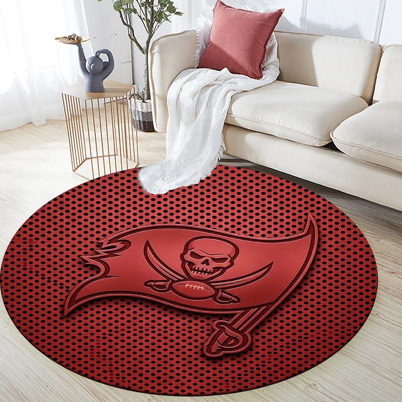 Tampa Bay Buccaneers Round Area Rug,Carpet Rug for Living Room Bedroom Sofa Playroom Decor,Non-slip Floor Mat