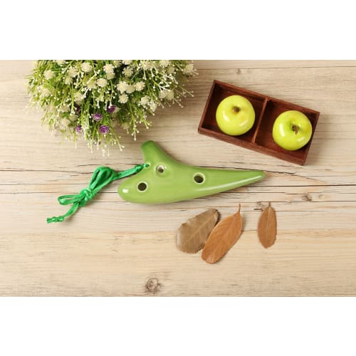 TNG Ocarina, 12-Hole Soprano Ocarina In C Key, Green, Premium Single SC (with Strap), Glazed Finish, for Wind Instruments