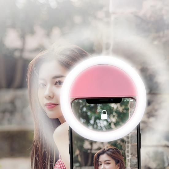 LED Rechargeable Selfie Fill Light Modes Ring Clip-on Round Beauty 3 Light Portable Anti-slip