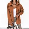 Autumn Winter Long Sleeved Cardigan Women Coats Plus Size Solid Color Casual Loose Simple Lapel Button Woolen Jackets Pockets Lace-up Women's Clothing