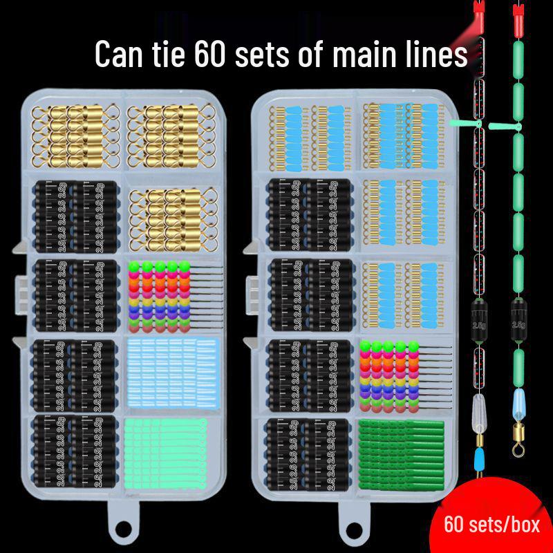 Набор для рыбалки Space Bean Super Tight Silicone Anti-Tangle Fishing Set: Кольцо в форме восьмерки, чешуйчатый свинцовый поплавок, зажим для лески, аксессуары для снастей.