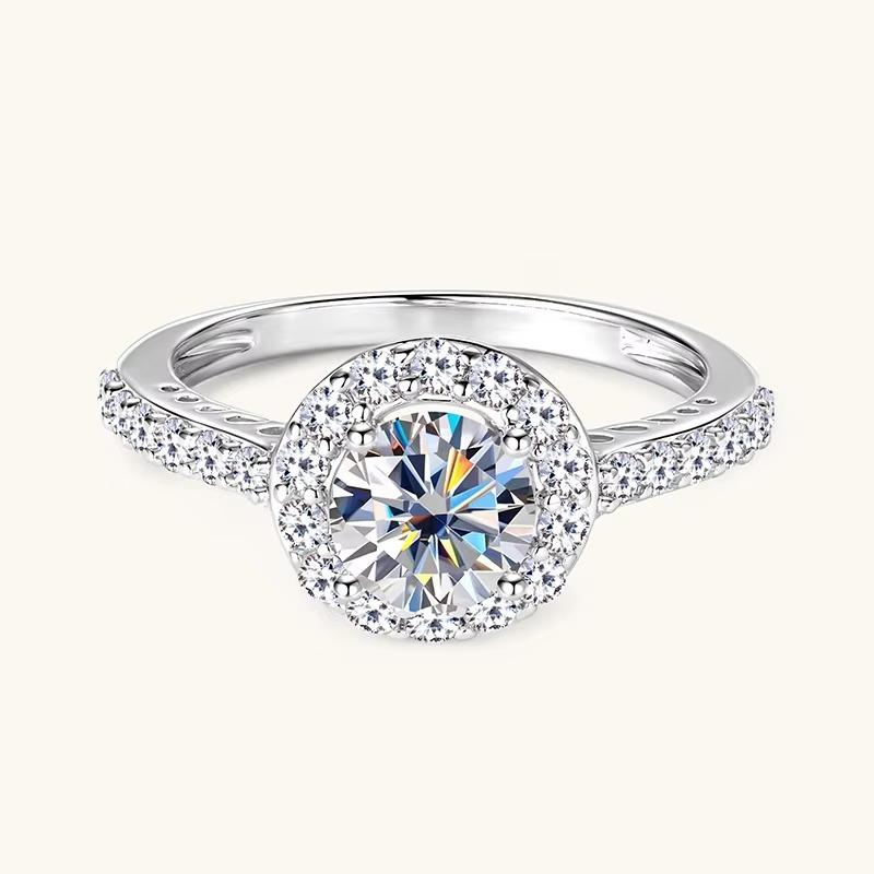ALICE Fine Jewelry Ring Moissanite Solitaire Engagement Ring Round Moissanite Ring Lovers Ring Gift with GRA Certified