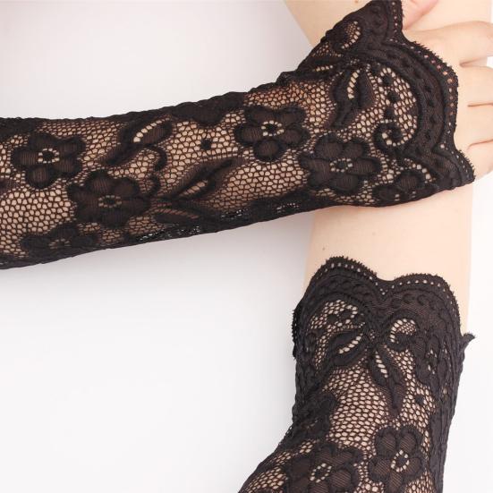 1 пара летних велосипедных рукавов с полыми кружевными тонкими дышащими быстросохнущими анти-УФ-эластичными эластичными перчатками для свадебной вечеринки, свадебными перчатками, вещами для свадебной вечеринки