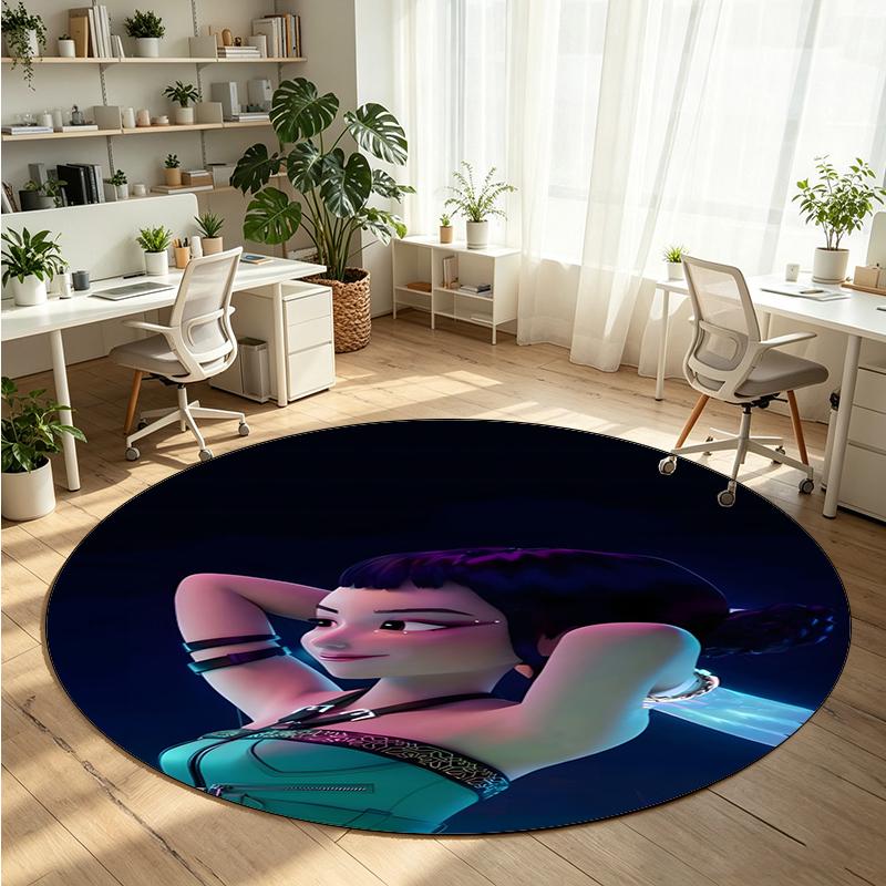 Zoey Printed Round Crystal Velvet Rug Soft Non Slip Floor Carpet For Bedroom Holiday Gift