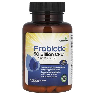 Futurebiotics, Probiotic Plus Prebiotic, 50 млрд КОЕ, 60 растительных капсул (25 миллиардов КОЕ на капсулу)