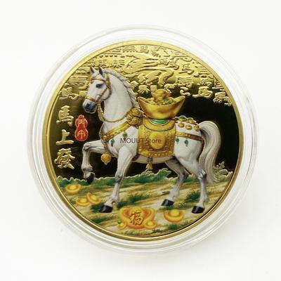 1 шт. Металлическая коллекция Новогодний сувенир 40 мм Китайские монеты Счастливое животное Лошадь Коллекционные монеты
