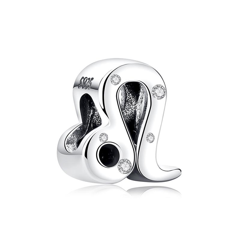 Original 925 Silver Charms Beads 12 Zodiac A-Z Letters Virgo Aries Fit Pan Bracelets Necklaces Jewelry For Women