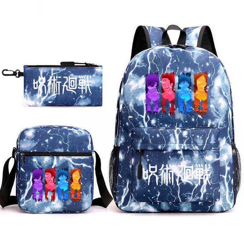 Teen Animation Backpack Elementary School Student Fashion School Bag Three-piece Set
