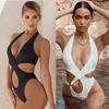 Sexy Hollow Out Swimsuit Female Halter Bathing Suit Beachwear Biquini Female Black Swimsuit Bandage Backless Swimwear Summer