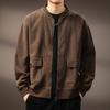 Plus Size Mens American Vintage Heavyweight Cardigan Sweatshirt Baseball Jacket