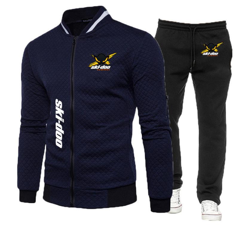2023 New Spring Autumn Ski Doo Can-am Logo Print Slim-Fit Round Neck Zipper Jacket+Solid Color Sweatpants Comfortable Trendy Set
