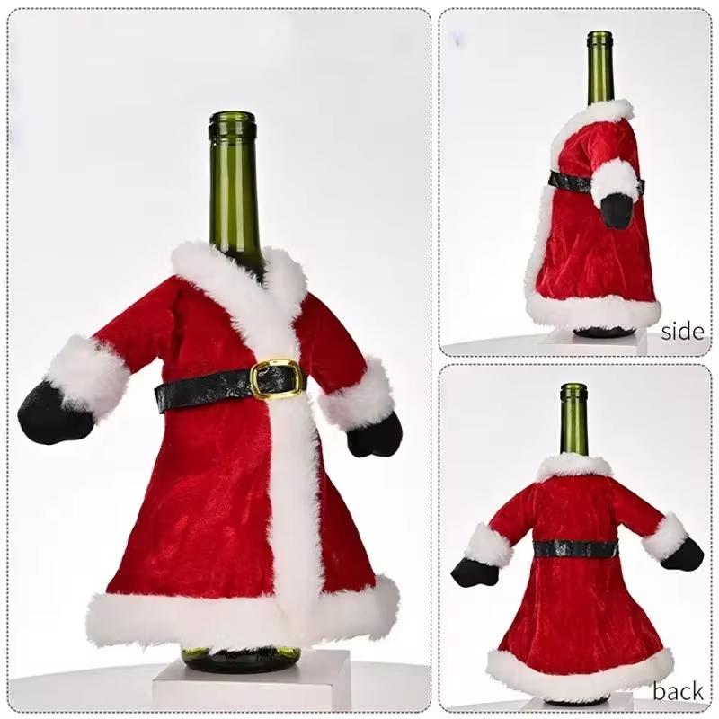 Creative Christmas Wine Bottle Decoration Set Gold Velvet Dress Sleeve Wine Bottle Bag Sleeve Christmas Table Decoration