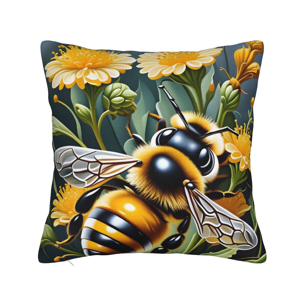 Pillow Case Bee And Flowers Soft Pillow Cover For Sofa Home Decor Morden Pillowcases