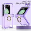 Чехол для Samsung Z Flip 5 с подушкой безопасности на шарнире, прозрачный, однотонный, с держателем-кольцом для пальца.
